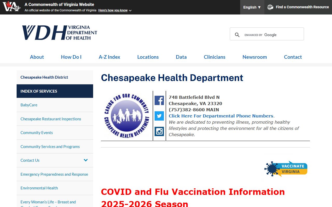 Virginia Department of Health Chesapeake Health District