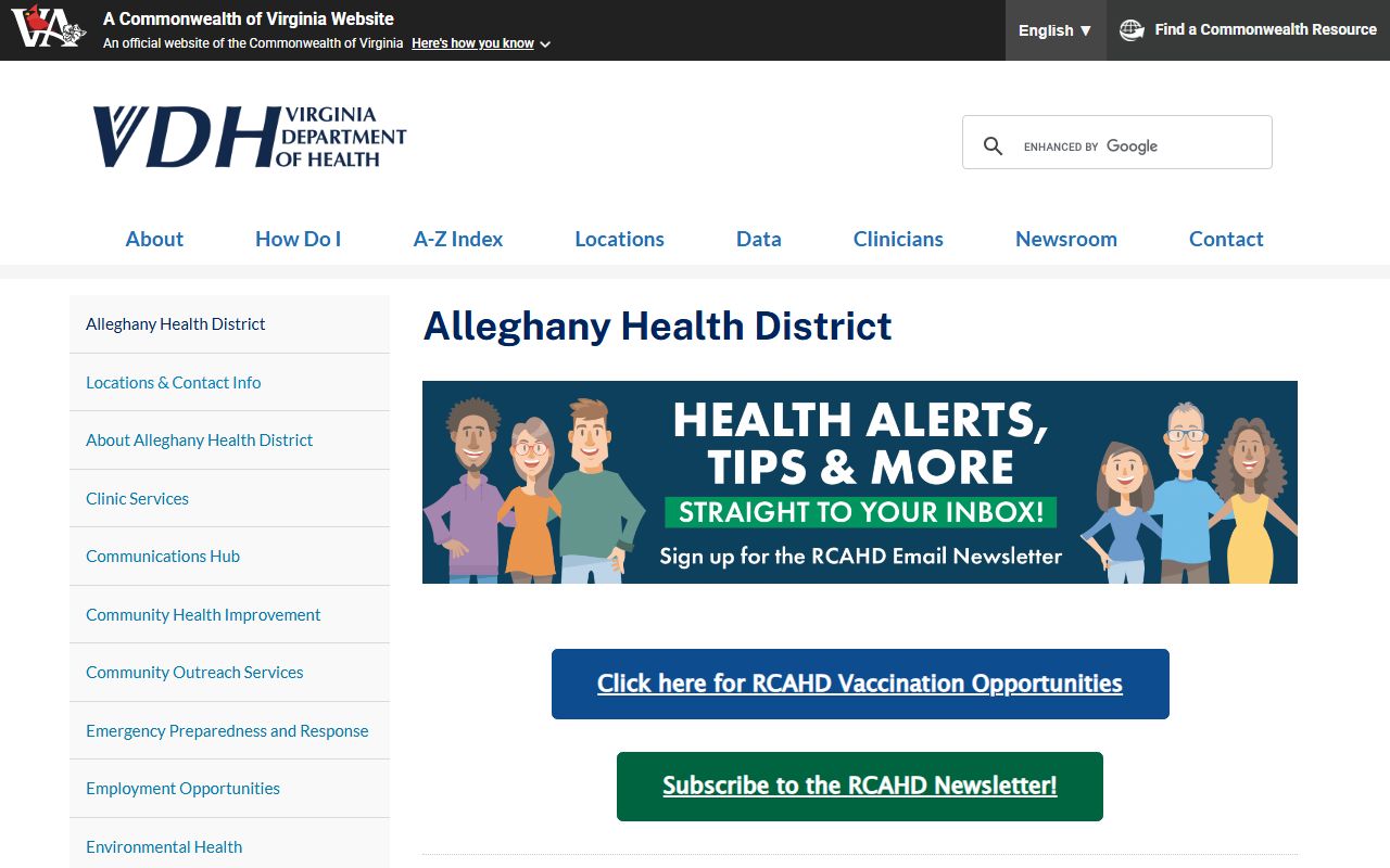 Alleghany County Virginia Department of Health death records