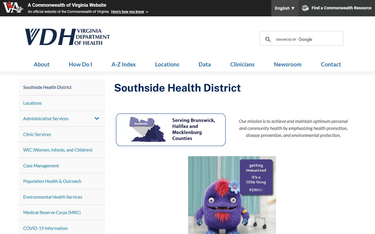 Brunswick County Virginia death records Southside Health District