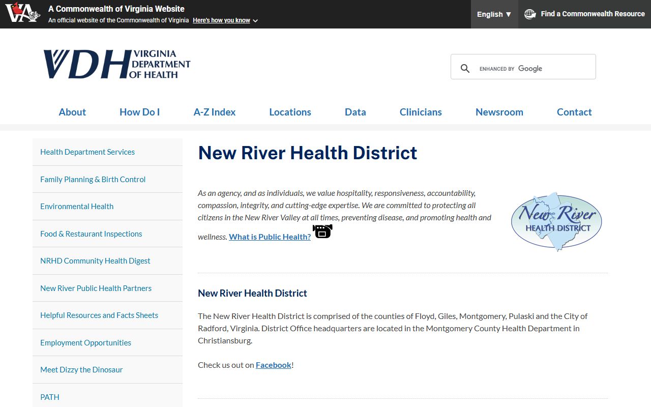 Craig County Virginia Department of Health New River Health District death records