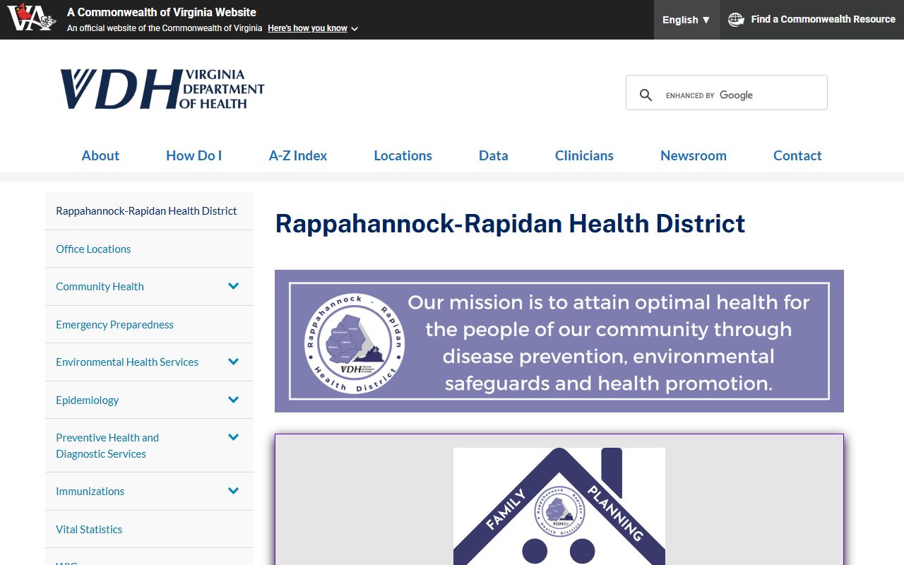 Culpeper County Virginia Department of Health Rappahannock-Rapidan Health District death records