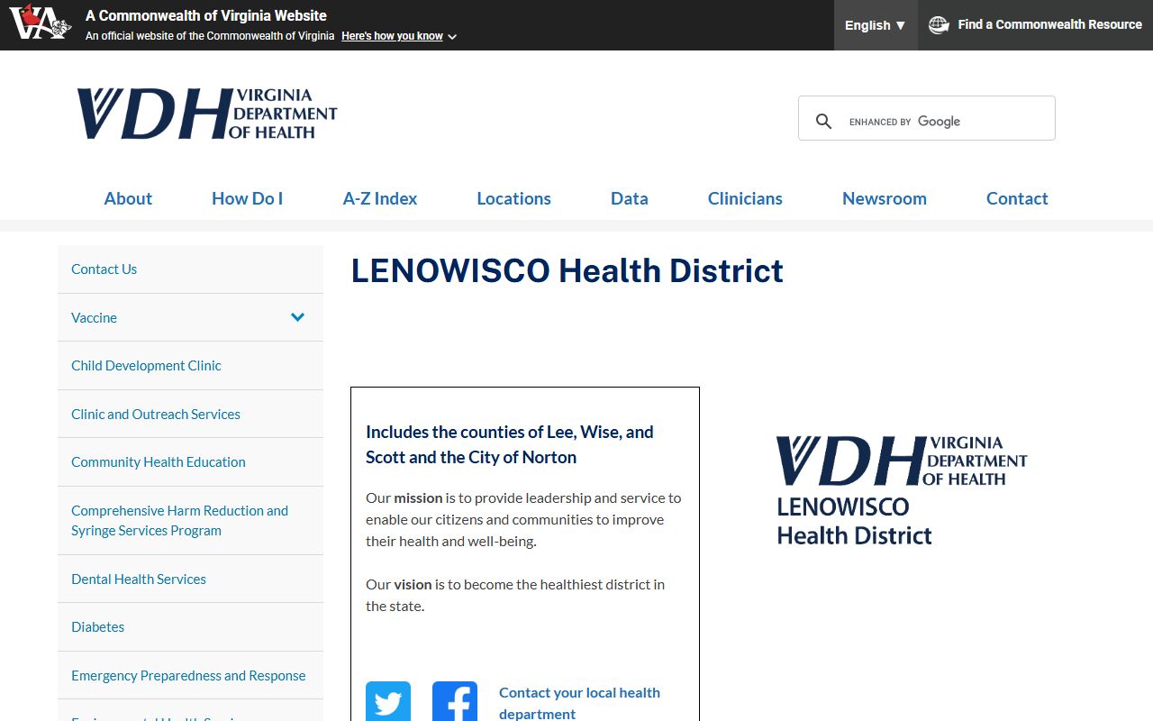 Lee County Virginia Department of Health death records
