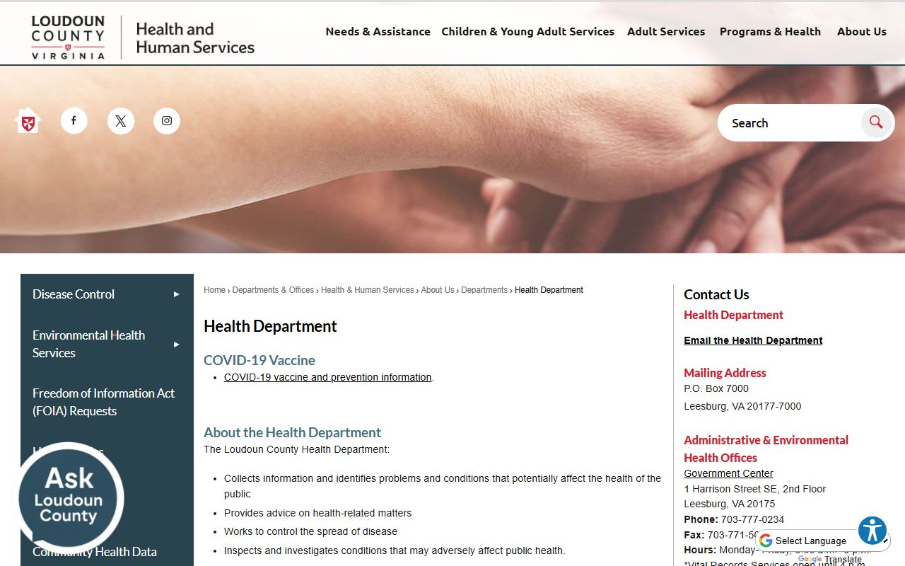 Loudoun County Virginia Department of Health death records