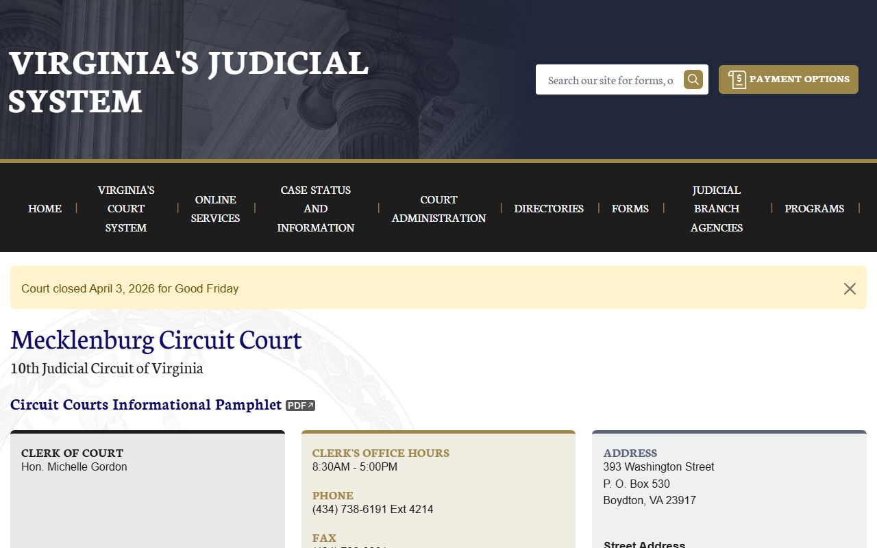 Mecklenburg County Virginia circuit court death records