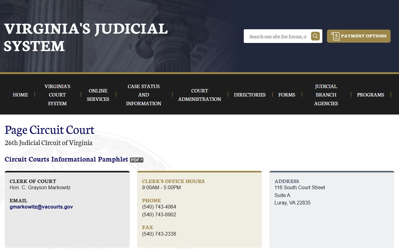 Page County Virginia circuit court death records