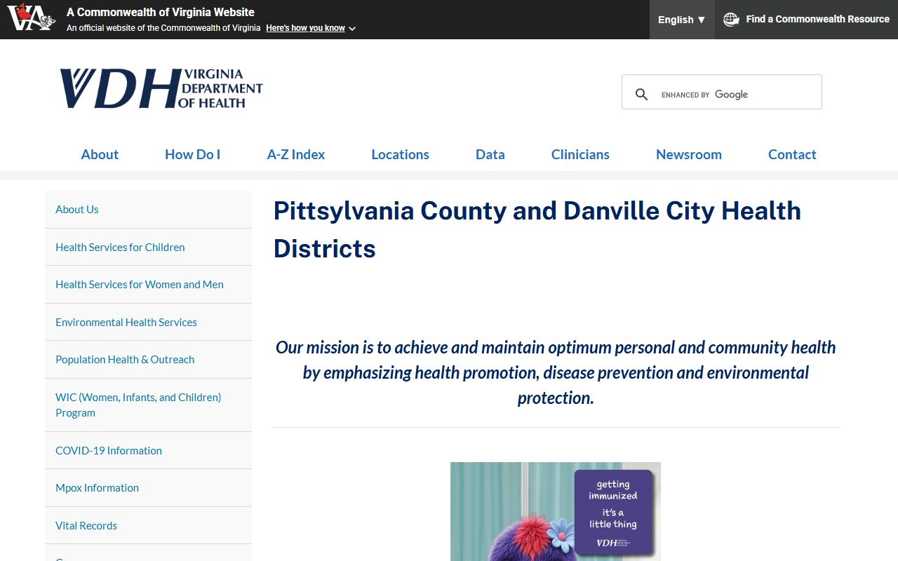 Pittsylvania County Virginia Department of Health death records