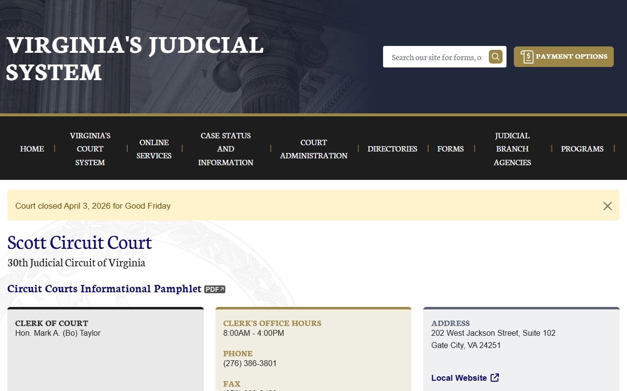 Scott County Circuit Court page - Death Records reference